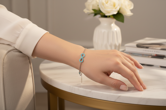 Woman Wearing Infinity Bracelet