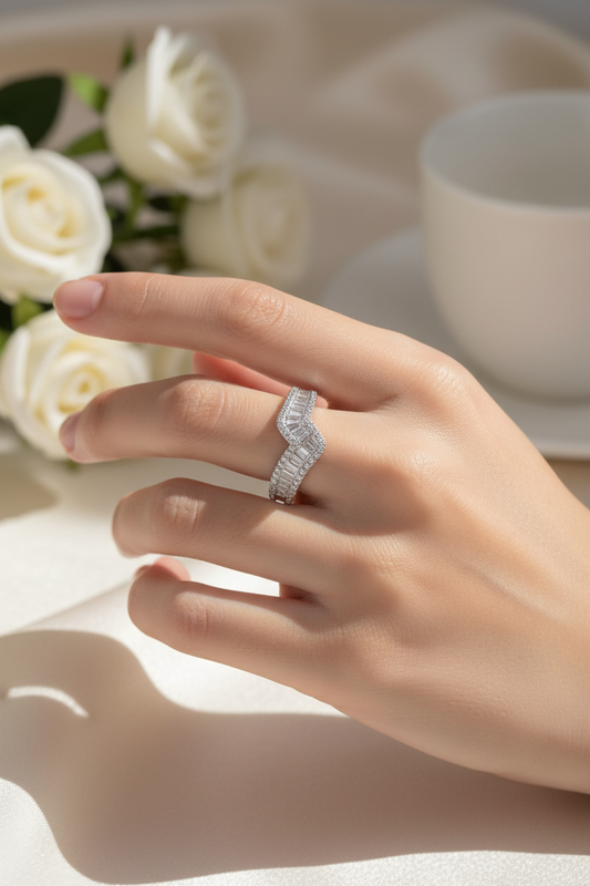 Woman Wearing Chevron Ring