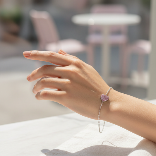 925 Sterling Silver Heart Charm Bracelet