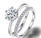 Sterling Silver Moissanite Bridal Ring Set - 2 Piece