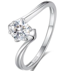 Sterling Silver Solitaire Ring with Twisted Band