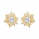 Gold Starburst Diamond Stud Earrings - White Background