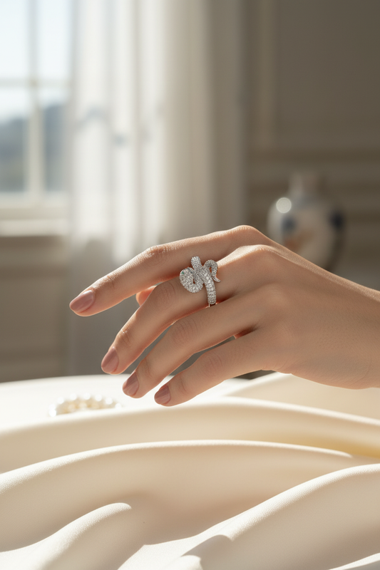 Woman Wearing Snake Ring