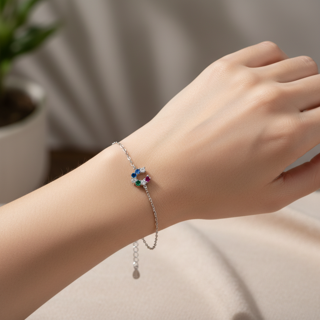925 Sterling Silver Horseshoe Charm Bracelet
