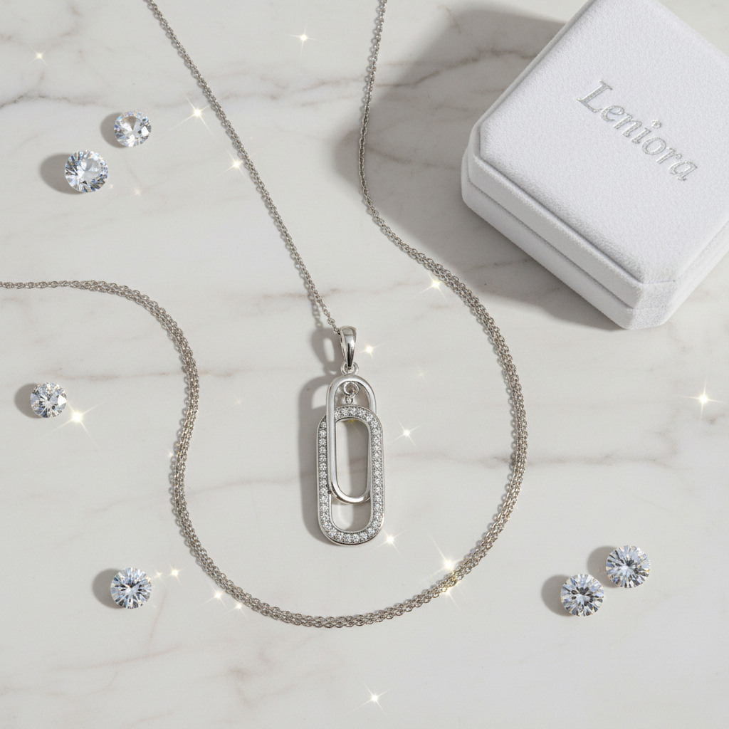 Rectangular Link Necklace flat lay