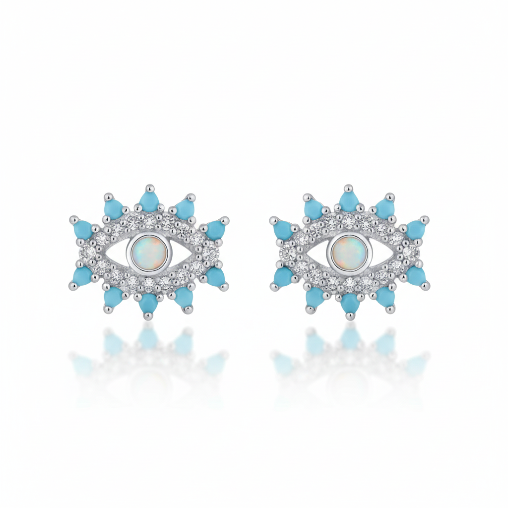 925 Sterling Silver Star Stud Earrings - White Background