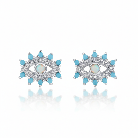 925 Sterling Silver Star Stud Earrings - White Background