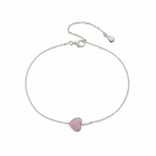 925 Sterling Silver Heart Charm Bracelet