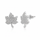 925 Sterling Silver Maple Leaf Stud Earrings - White Background