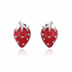 925 Sterling Silver Strawberry Stud Earrings - White Background