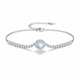 925 Sterling Silver Round Moonstone Bracelet with Cubic Zirconia