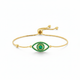 Gold-Plated 925 Sterling Silver Evil Eye Bracelet - Green