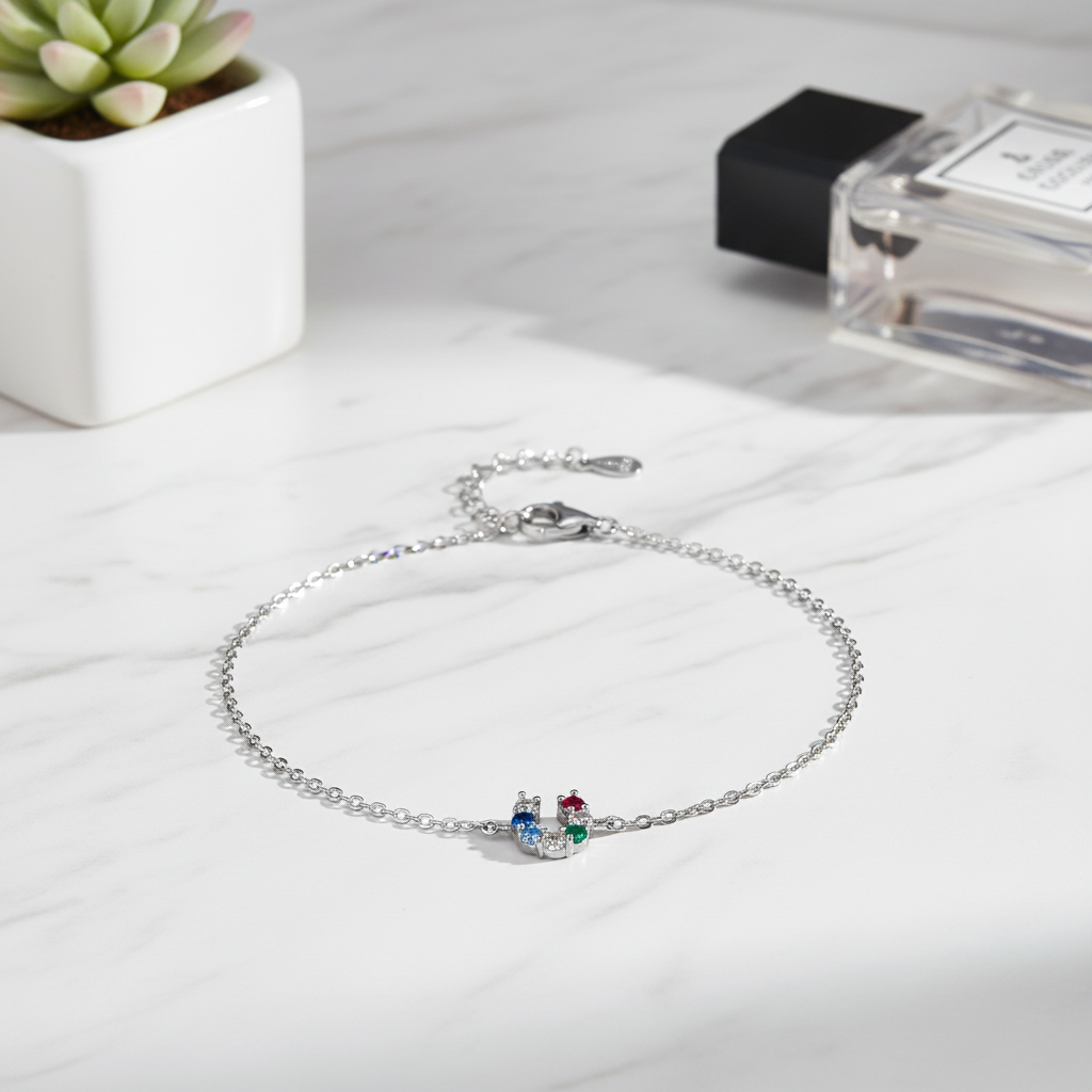 925 Sterling Silver Horseshoe Charm Bracelet