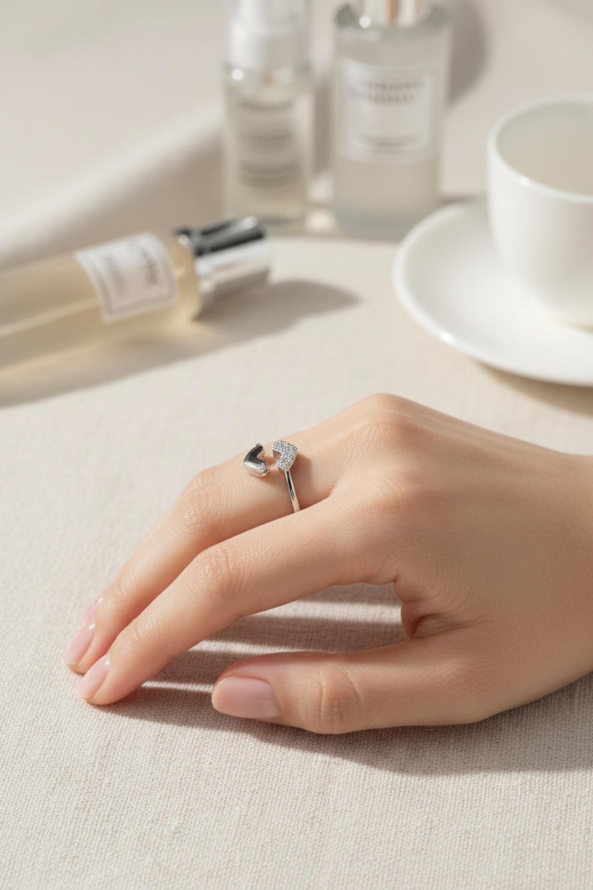 Woman Wearing Sterling Silver Arrow Ring