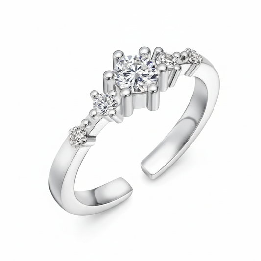 Adjustable CZ Ring White Background