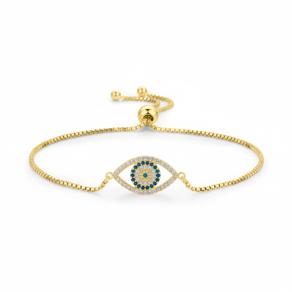 Gold Evil Eye Bracelet - White Background