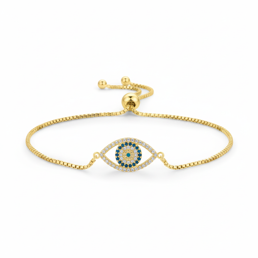 Gold Evil Eye Bracelet - White Background