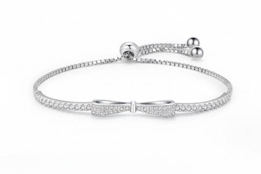 Sterling silver slider bracelet white background