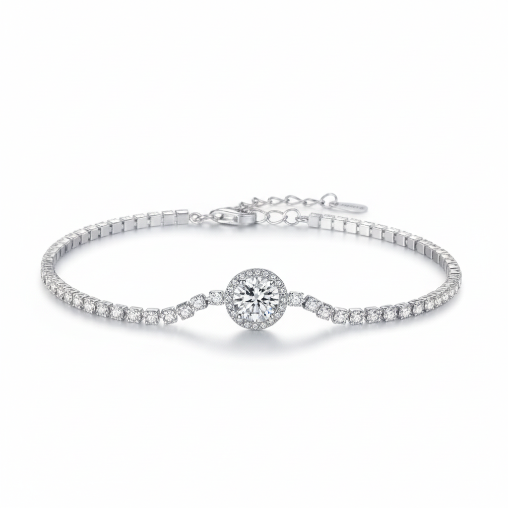 925 Sterling Silver Cubic Zirconia Solitaire Bracelet