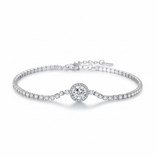 925 Sterling Silver Cubic Zirconia Solitaire Bracelet