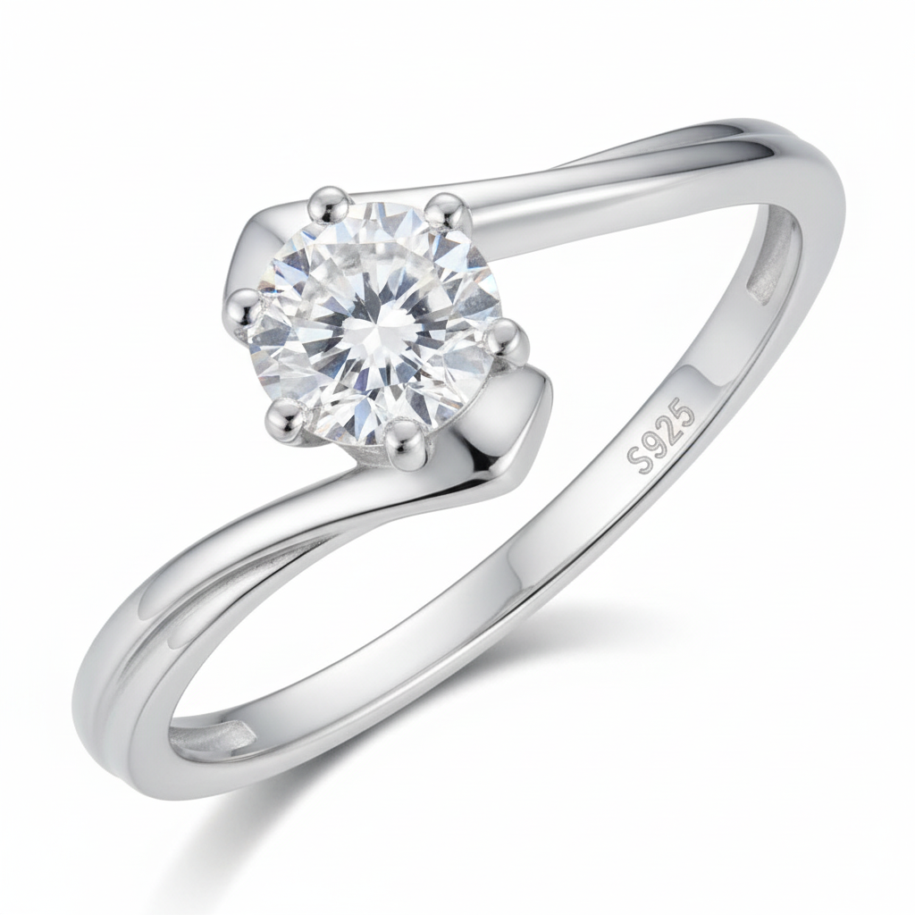 Close-up detail of sterling silver ring