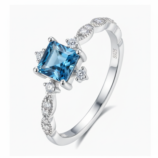 Blue Topaz Ring White Background