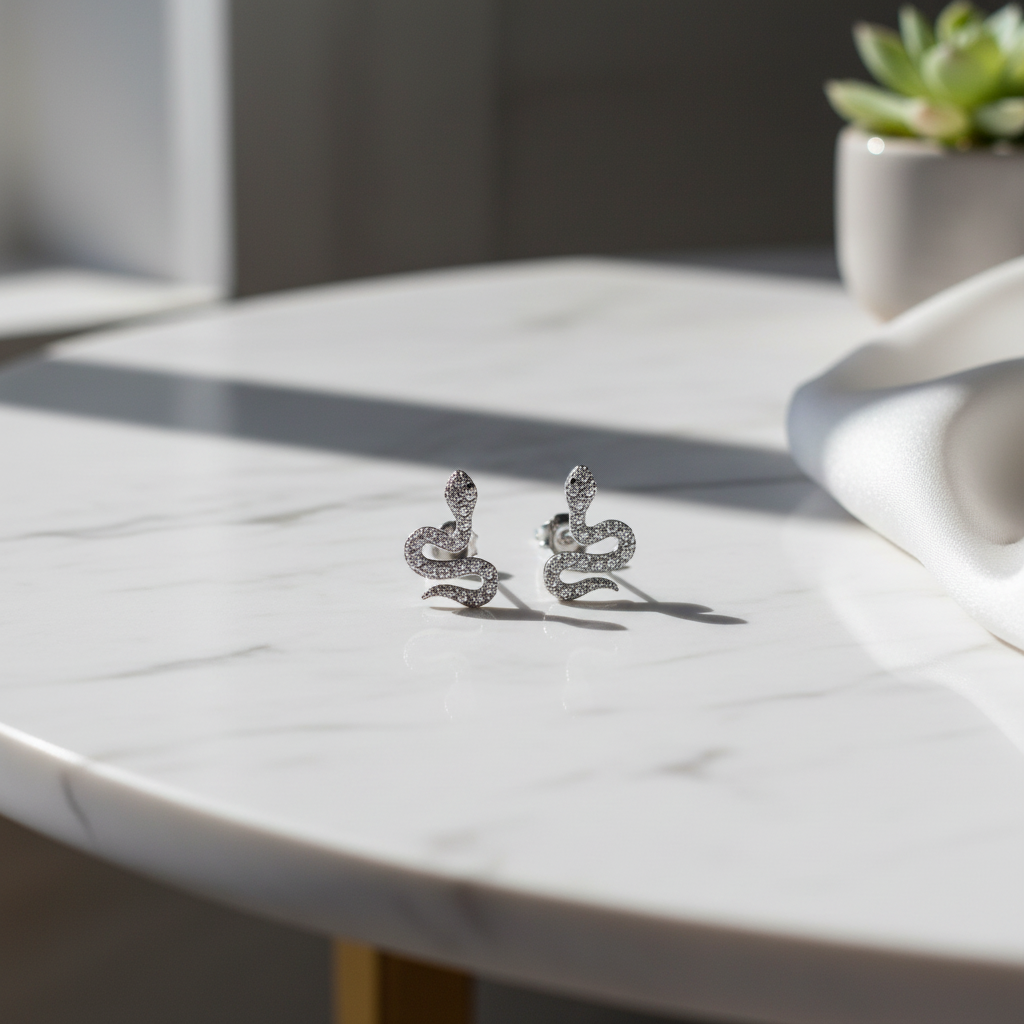 Minimalist Studs on Marble Table