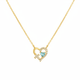 18K Gold Plated Sterling Silver Heart Necklace with Aqua Cubic Zirconia on white background