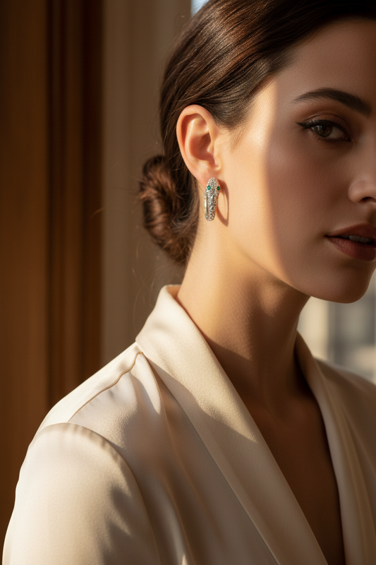 925 Sterling Silver Crystal Hoop Earrings - Lifestyle