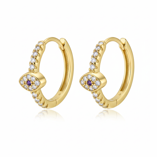 Gold-Plated Hoop Earrings - White Background