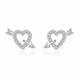 Heart & Arrow CZ Stud Earrings - White Background