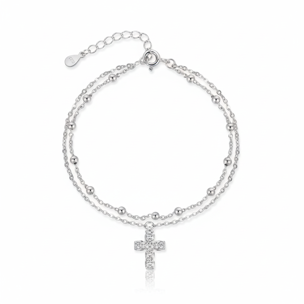 925 Sterling Silver Cross Charm Bracelet