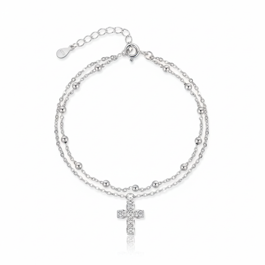925 Sterling Silver Cross Charm Bracelet