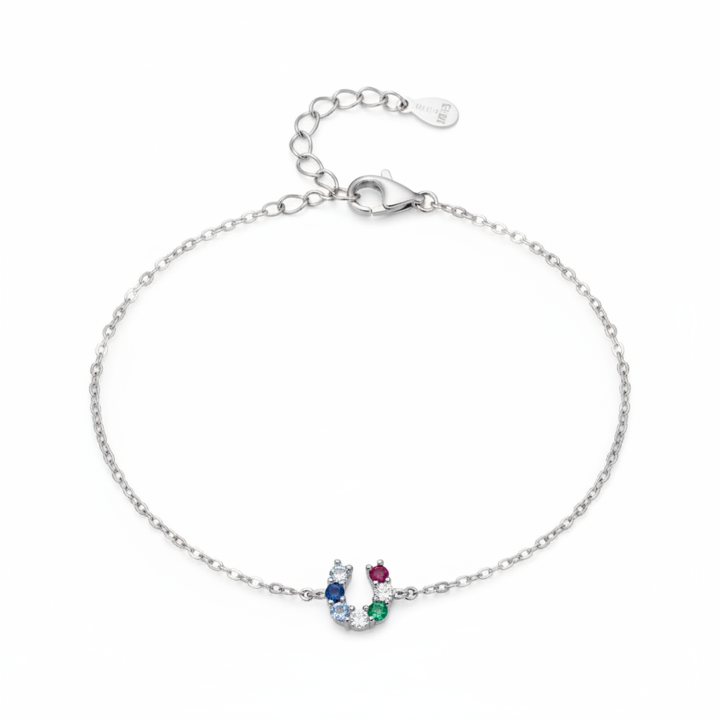 925 Sterling Silver Horseshoe Charm Bracelet