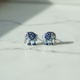 925 Sterling Silver Blue Crystal Stud Earrings - Flat Lay