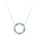 925 Sterling Silver Green CZ Circle Wreath Necklace on white background